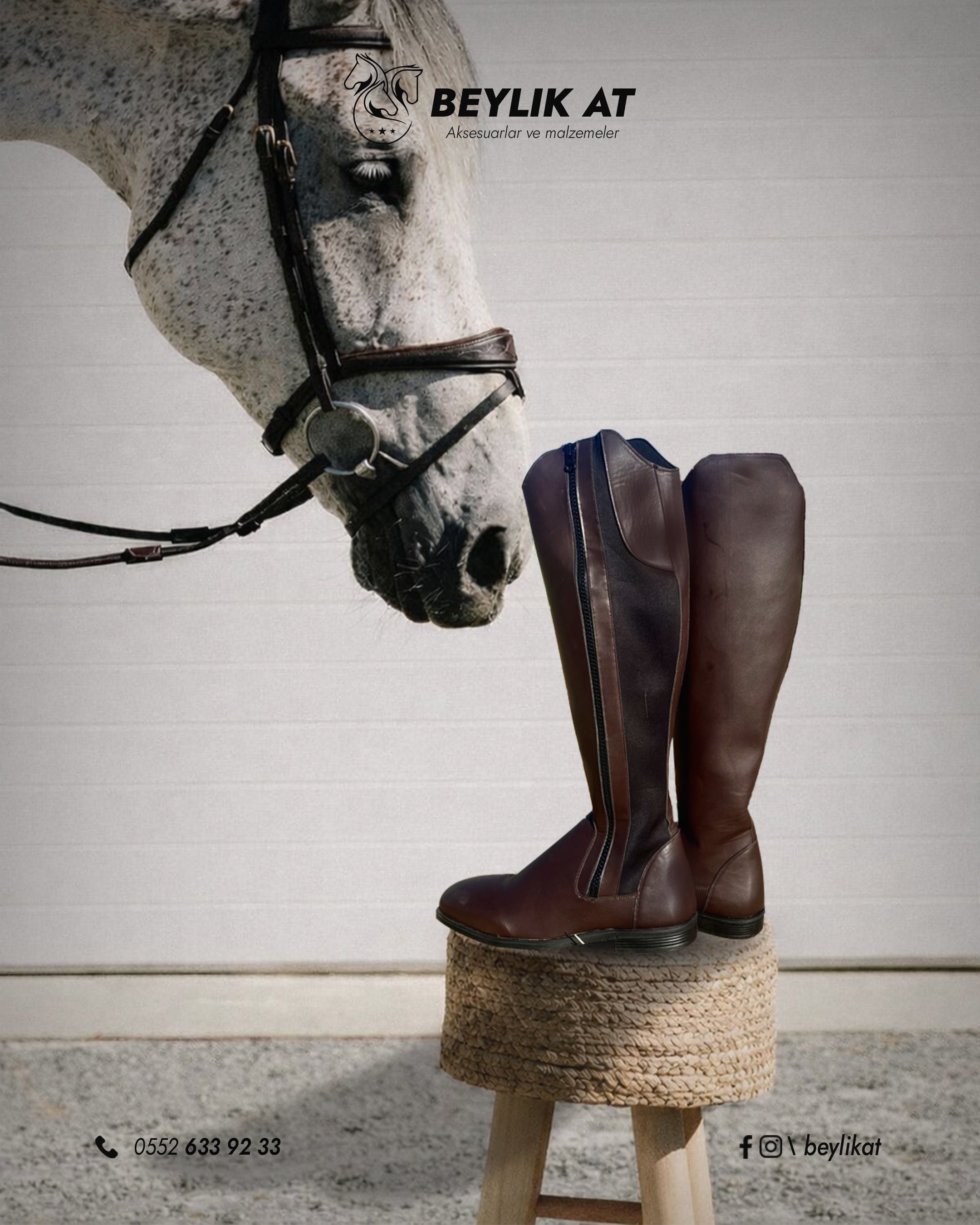 Suni Deri Lüks Binicilik Çizmesi