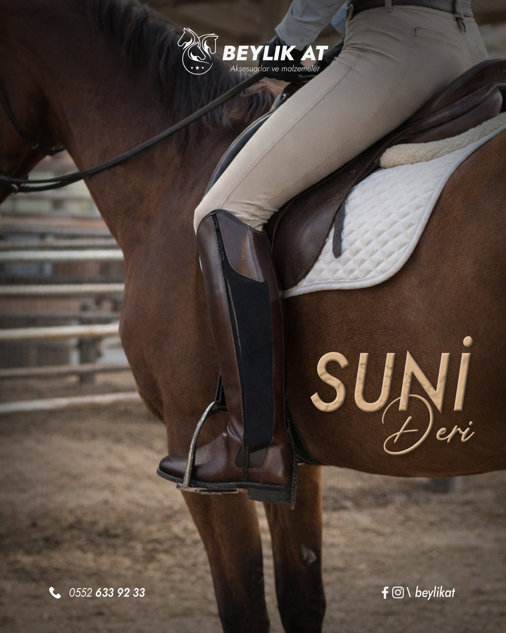 Suni Deri Lüks Binicilik Çizmesi